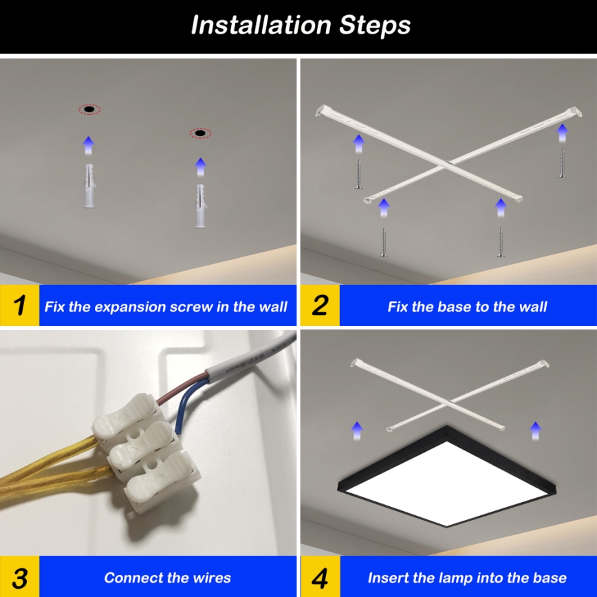 Brilagi - LED Ściemnialny plafon łazienkowy FRAME SMART LED/50W/230V 60x60 cm 3000-6000K IP44 czarny + zdalne sterowanie
