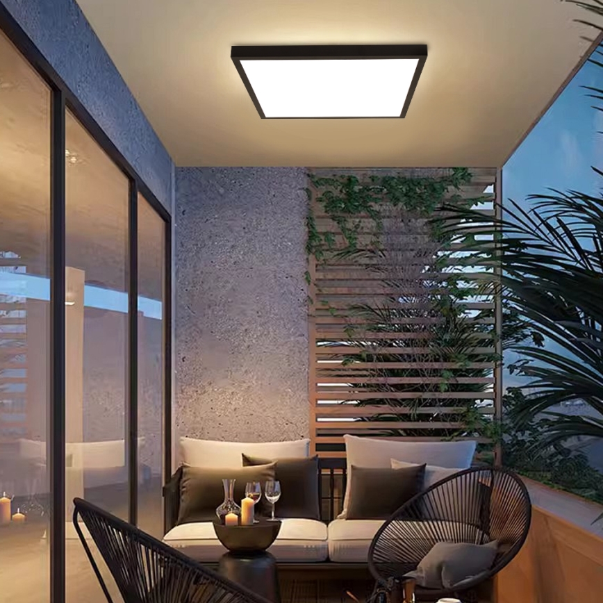 Brilagi - LED Ściemnialny plafon łazienkowy FRAME SMART LED/50W/230V 60x60 cm 3000-6000K IP44 czarny + zdalne sterowanie