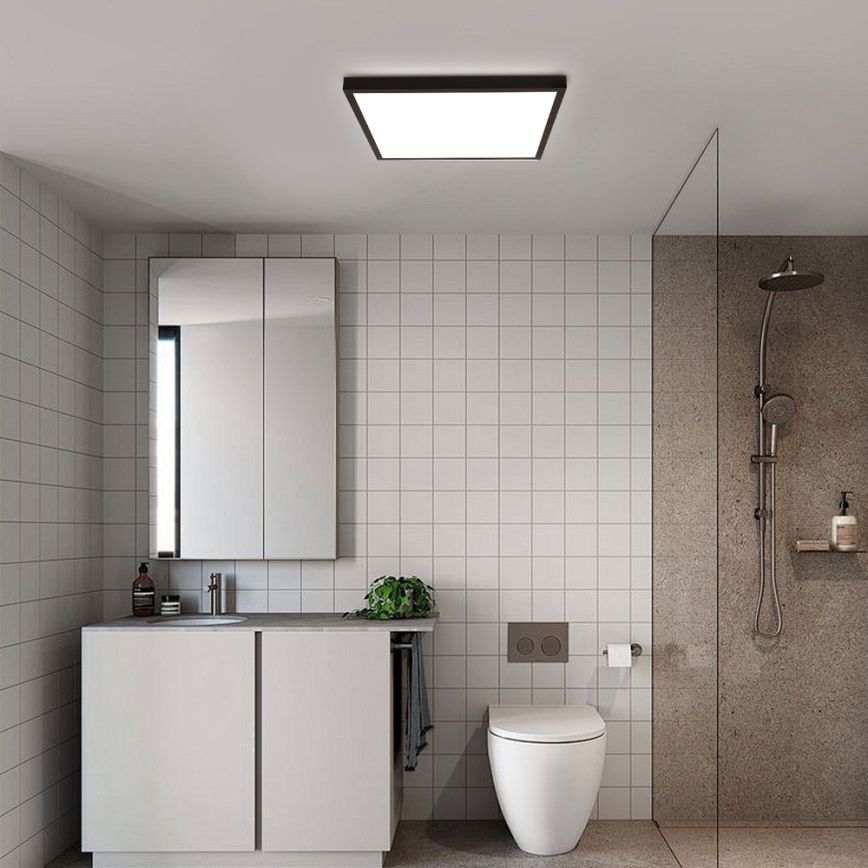 Brilagi - LED Ściemnialny plafon łazienkowy FRAME SMART LED/50W/230V 60x60 cm 3000-6000K IP44 czarny + zdalne sterowanie