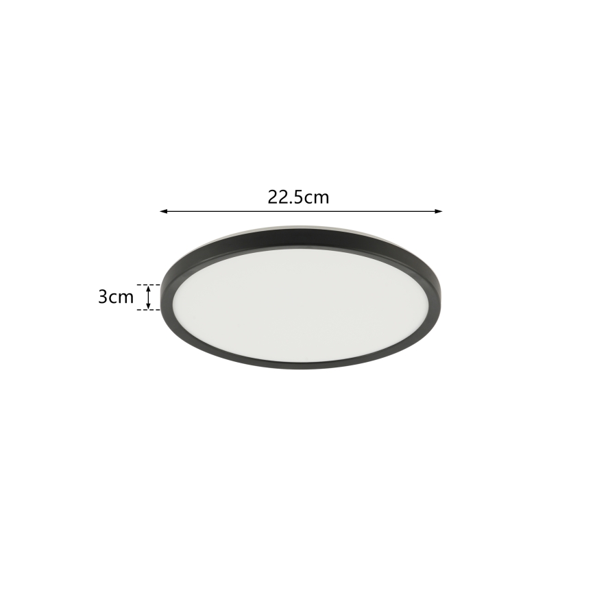 Brilagi - LED Plafon łazienkowy ULTRA SLIM LED/12W/230V śr. 22,5 cm czarny IP54