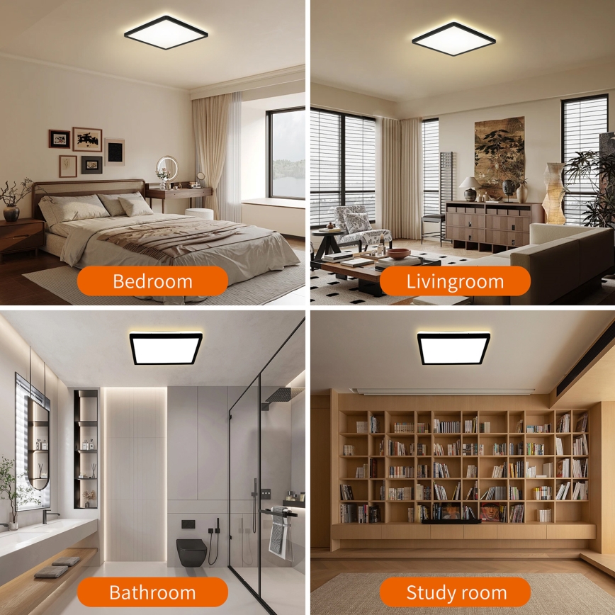 Brilagi - LED Plafon łazienkowy ULTRA SLIM LED/18W/230V 30x30 cm czarny IP54