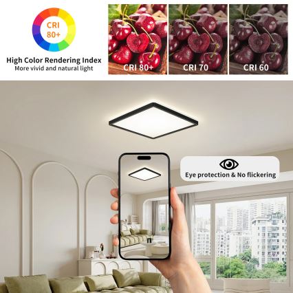 Brilagi - LED Plafon łazienkowy ULTRA SLIM LED/24W/230V 42x42 cm czarny IP54
