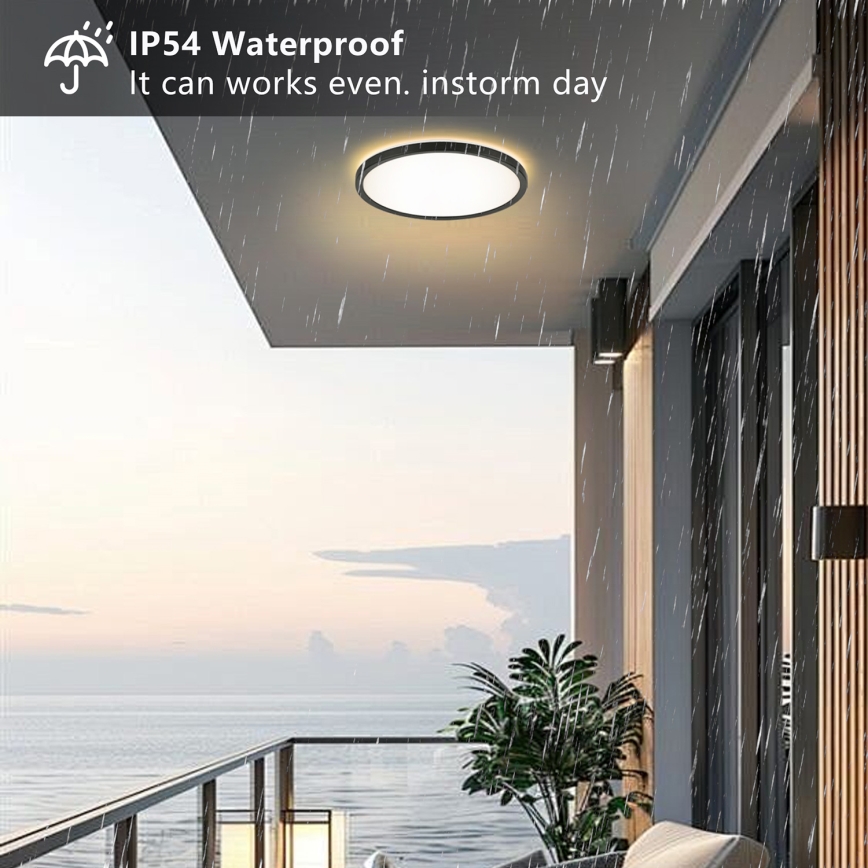 Brilagi - LED Plafon łazienkowy ULTRA SLIM LED/24W/230V śr. 42 cm czarny IP54