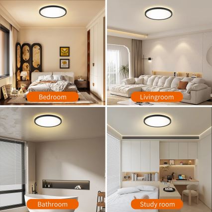 Brilagi - LED Plafon łazienkowy ULTRA SLIM LED/24W/230V śr. 42 cm czarny IP54