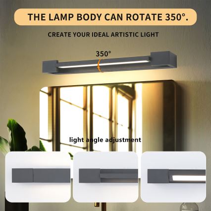 Brilagi - Oświetlenie LED do lustra łazienkowego AQUA LINE LED/12W/230V 45 cm IP44 antracyt CRI 90