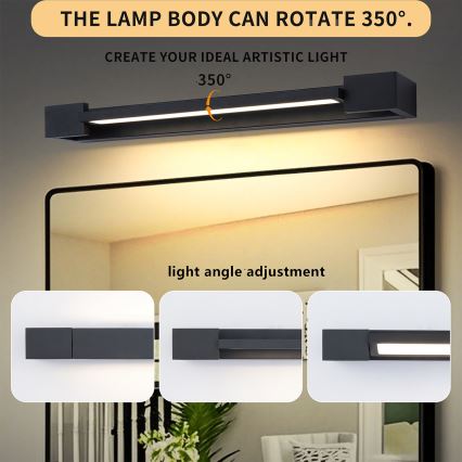 Brilagi - LED Oświetlenie lustra łazienkowego AQUA LINE LED/12W/230V 45 cm IP44 czarne CRI 90