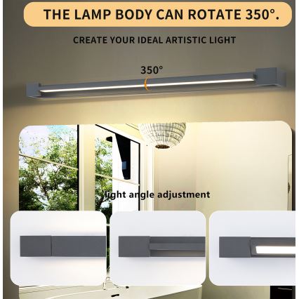 Brilagi - LED Oświetlenie łazienkowe do lustra AQUA LINE LED/24W/230V 90 cm IP44 antracyt CRI 90