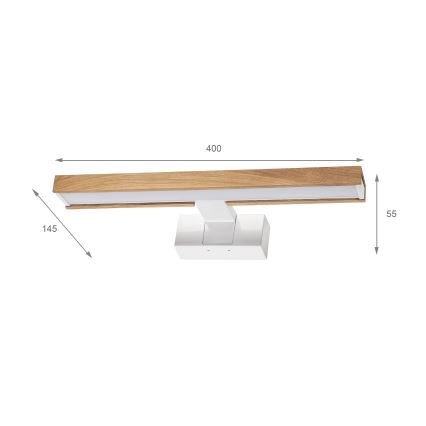 BRILAGI - Oświetlenie LED do lustra łazienkowego 3 w 1 WOODY MIRROR LED/8W/230V 40 cm IP44 biały/dąb