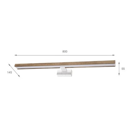 Brilagi - LED oświetlenie lustra łazienkowego 3w1 WOODY MIRROR LED/15W/230V 80 cm IP44 biały/dąb orzechowy