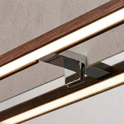 BRILAGI - LED Oświetlenie łazienkowe do lustra 3w1 WOODY MIRROR LED/15W/230V 80 cm IP44 błyszczący chrom/dąb wiśnia
