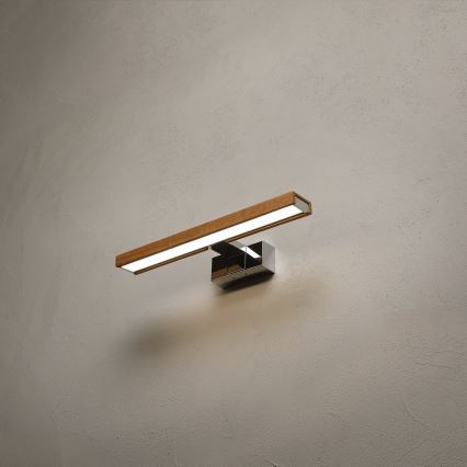 Brilagi - LED oświetlenie lustra łazienkowego 3w1 WOODY MIRROR LED/8W/230V 40 cm IP44 błyszczący chrom/dąb