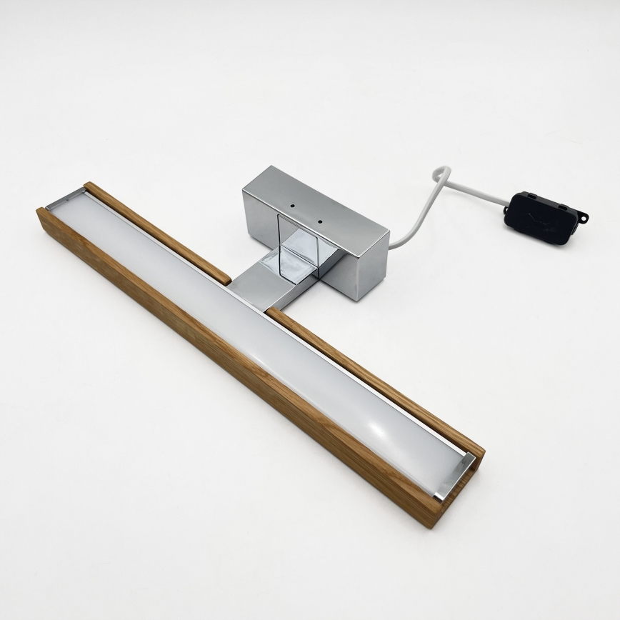 Brilagi - LED oświetlenie lustra łazienkowego 3w1 WOODY MIRROR LED/8W/230V 40 cm IP44 błyszczący chrom/dąb