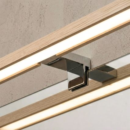 Brilagi - LED oświetlenie lustra łazienkowego 3w1 WOODY MIRROR LED/8W/230V 40 cm IP44 błyszczący chrom/dąb