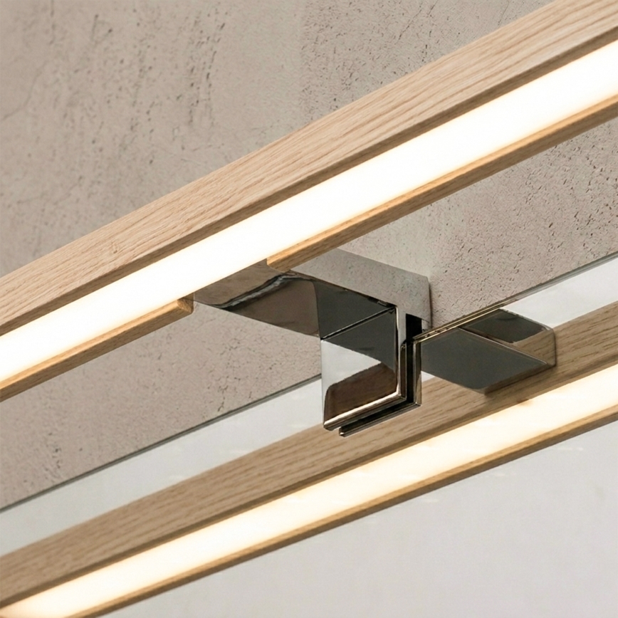 Brilagi - LED oświetlenie lustra łazienkowego 3w1 WOODY MIRROR LED/8W/230V 40 cm IP44 błyszczący chrom/dąb