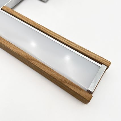Brilagi - LED oświetlenie lustra łazienkowego 3w1 WOODY MIRROR LED/8W/230V 40 cm IP44 błyszczący chrom/dąb