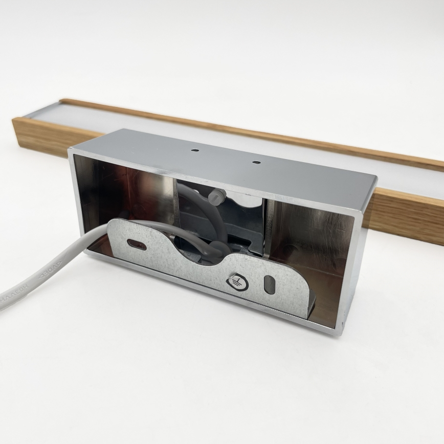 Brilagi - LED oświetlenie lustra łazienkowego 3w1 WOODY MIRROR LED/8W/230V 40 cm IP44 błyszczący chrom/dąb