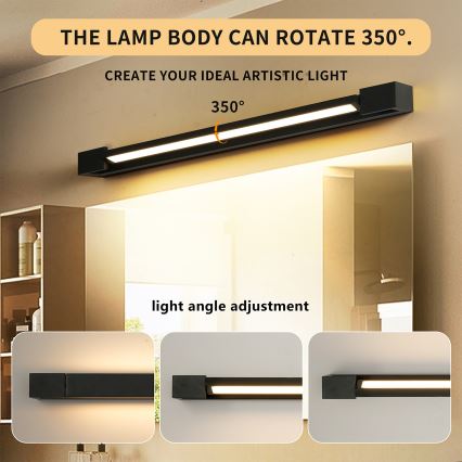 Brilagi - Oświetlenie LED do lustra łazienkowego AQUA LINE LED/18W/230V 60 cm IP44 czarne CRI 90