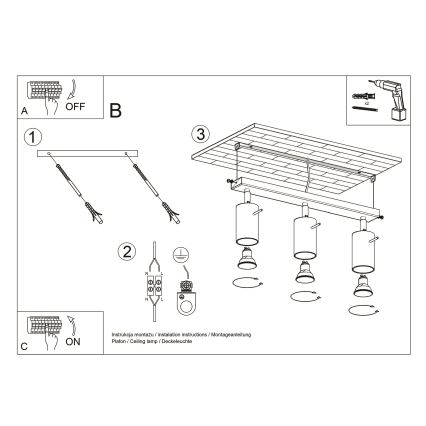Brilagi -  LED Oświetlenie punktowe ASMUS 3xGU10/7W/230V czarne