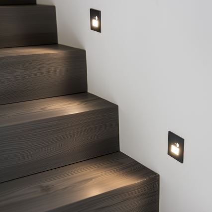 Brilagi - LED Oświetlenie schodowe z czujnikiem ruchu JACK LED/1,5W/230V 3000K/4000K/6500K czarny