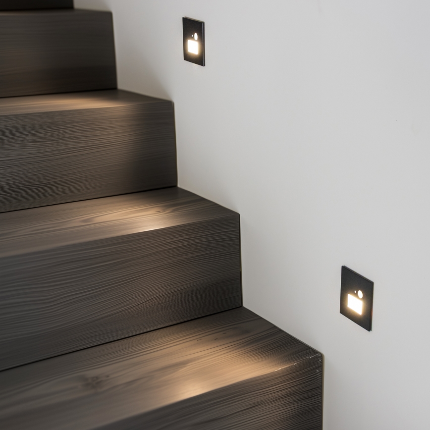 Brilagi - LED Oświetlenie schodowe z czujnikiem ruchu JACK LED/1,5W/230V 3000K/4000K/6500K czarny