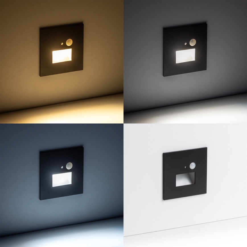 Brilagi - LED Oświetlenie schodowe z czujnikiem ruchu JACK LED/1,5W/230V 3000K/4000K/6500K czarny
