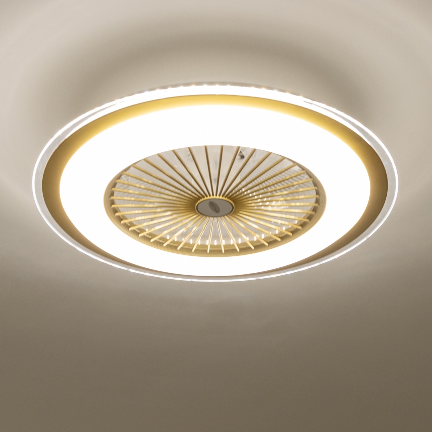 Brilagi - LED Oświetlenie ściemnialne z wentylatorem RONDA LED/48W/230V 3000-6000K złote + pilot