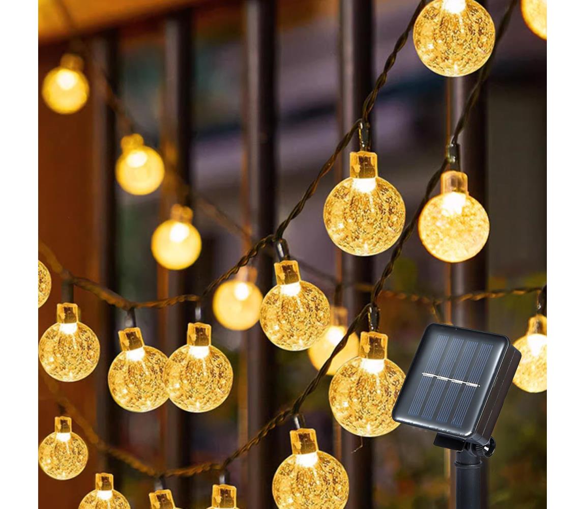 Brilagi- LED Ozdobny łańcuch solarny BUBBLE 200xLED/8 funkcji 20m IP65 ciepła biel