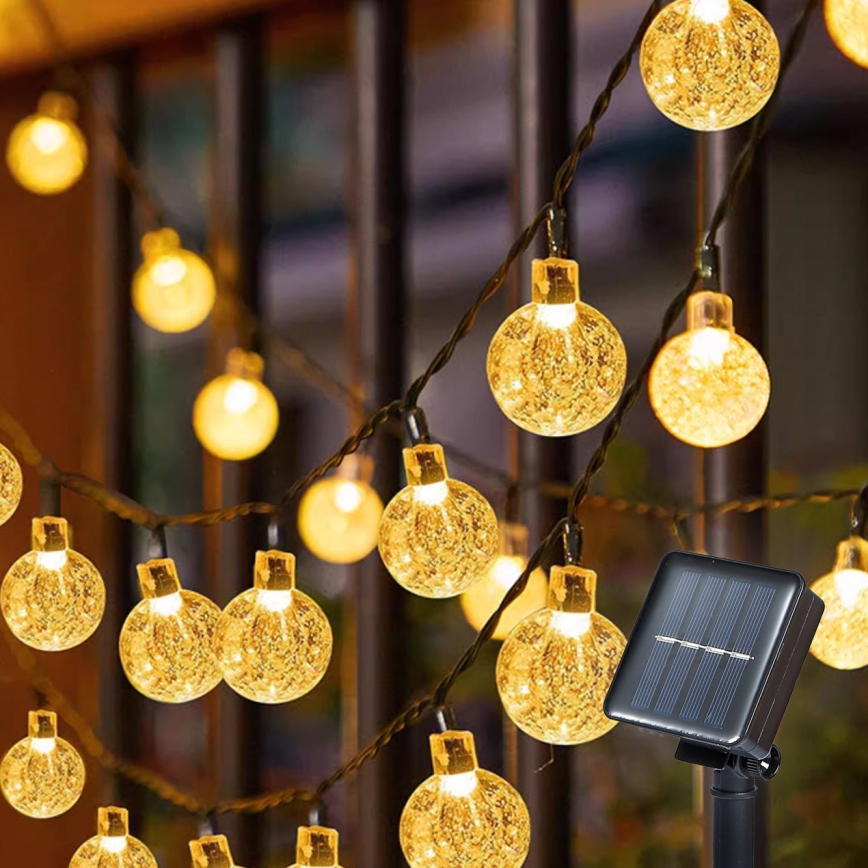 Brilagi - LED Ozdobny łańcuch solarny BUBBLE 200xLED/8 funkcji 20m IP65 ciepła biel