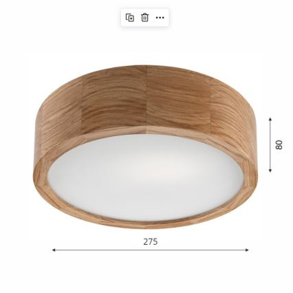 Brilagi - LED Plafon CARVALHO 1xE27/60W/230V dąb śr. 27,5 cm