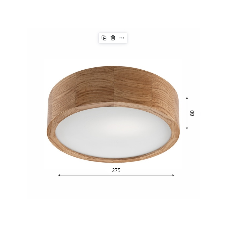 Brilagi - LED Plafon CARVALHO 1xE27/60W/230V dąb śr. 27,5 cm