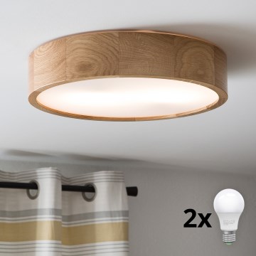 Brilagi - LED Plafon CARVALHO 2xE27/60W/230V dąb śr. 37,5 cm