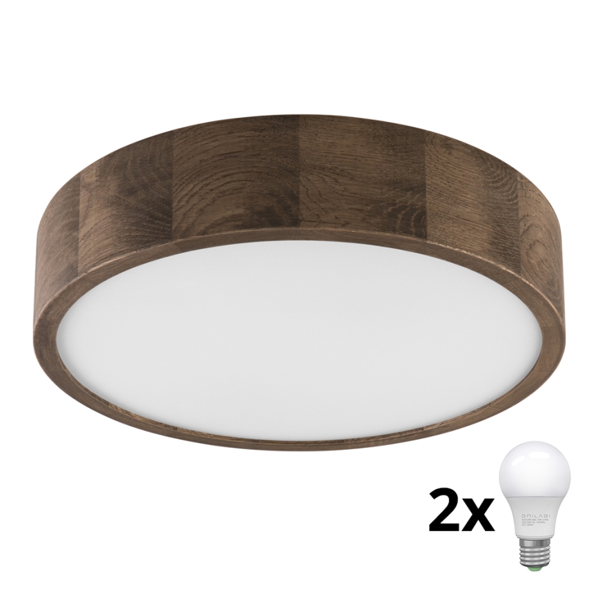 Brilagi - LED Plafon CARVALHO 2xE27/60W/230V dąb śr. 37 cm