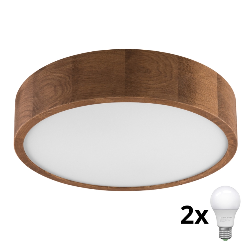 Brilagi - LED Plafon CARVALHO 2xE27/60W/230V dąb wiśnia śr. 37 cm