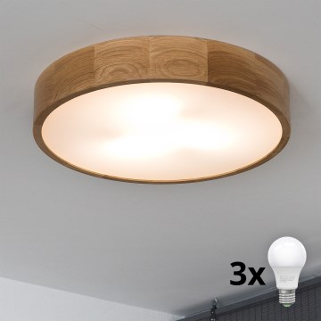 Brilagi - LED Plafon CARVALHO 3xE27/60W/230V dąb śr. 47,5 cm
