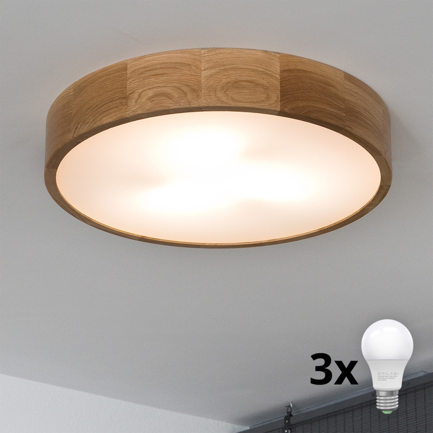 Brilagi - LED Plafon CARVALHO 3xE27/60W/230V dąb śr. 47,5 cm