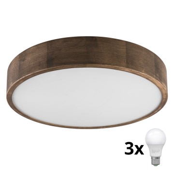 Brilagi - LED Plafon CARVALHO 3xE27/60W/230V dąb śr. 47 cm