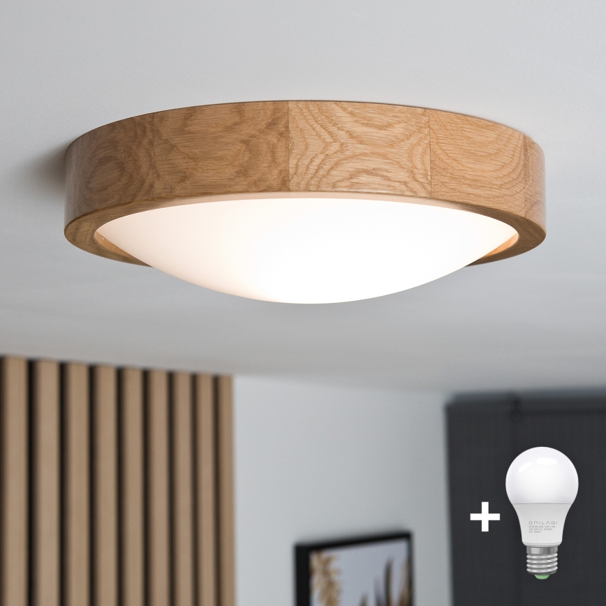 Brilagi - LED Plafon CARVALHO SLIM 1xE27/60W/230V dąb śr. 27 cm