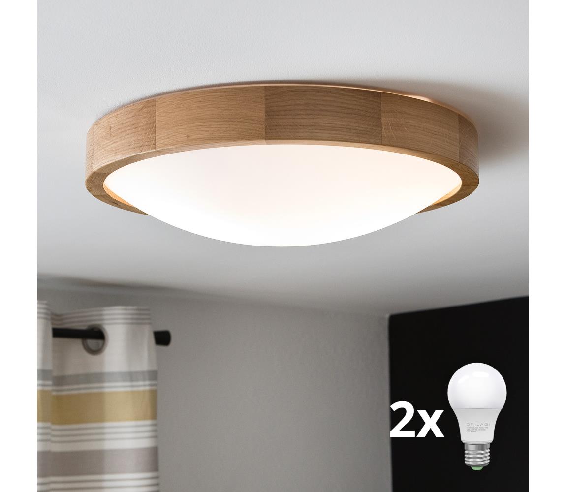 Brilagi - LED Plafon CARVALHO SLIM 2xE27/60W/230V dąb śr. 37 cm