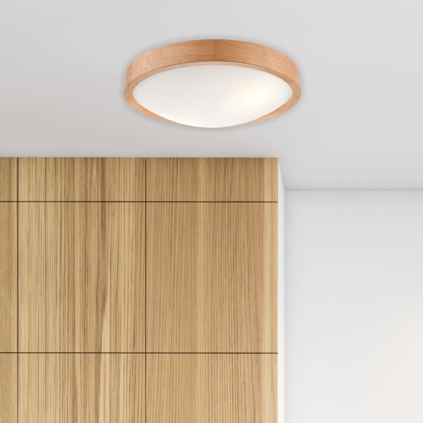 Brilagi - LED Plafon CARVALHO SLIM 2xE27/60W/230V dąb śr. 37 cm