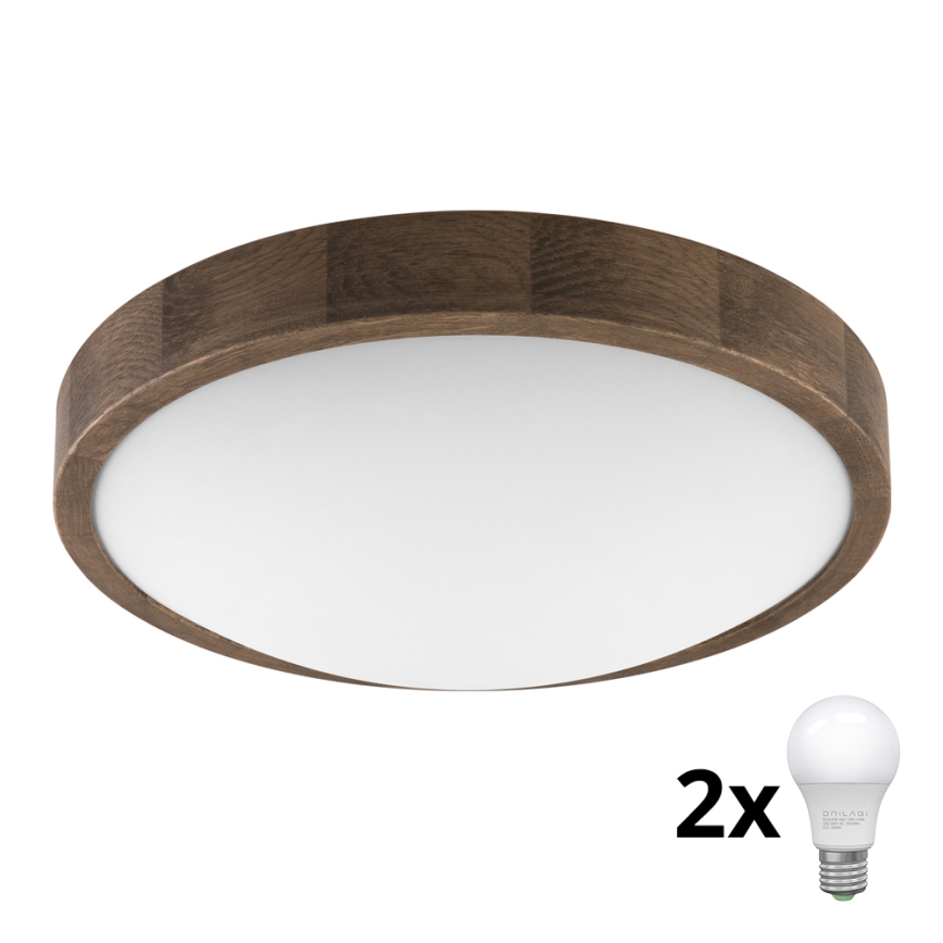 Brilagi - LED Plafon CARVALHO SLIM 2xE27/60W/230V dąb śr. 37 cm