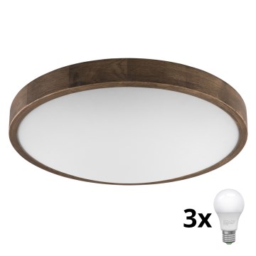Brilagi - LED Plafon CARVALHO SLIM 3xE27/60W/230V dąb śr. 47 cm