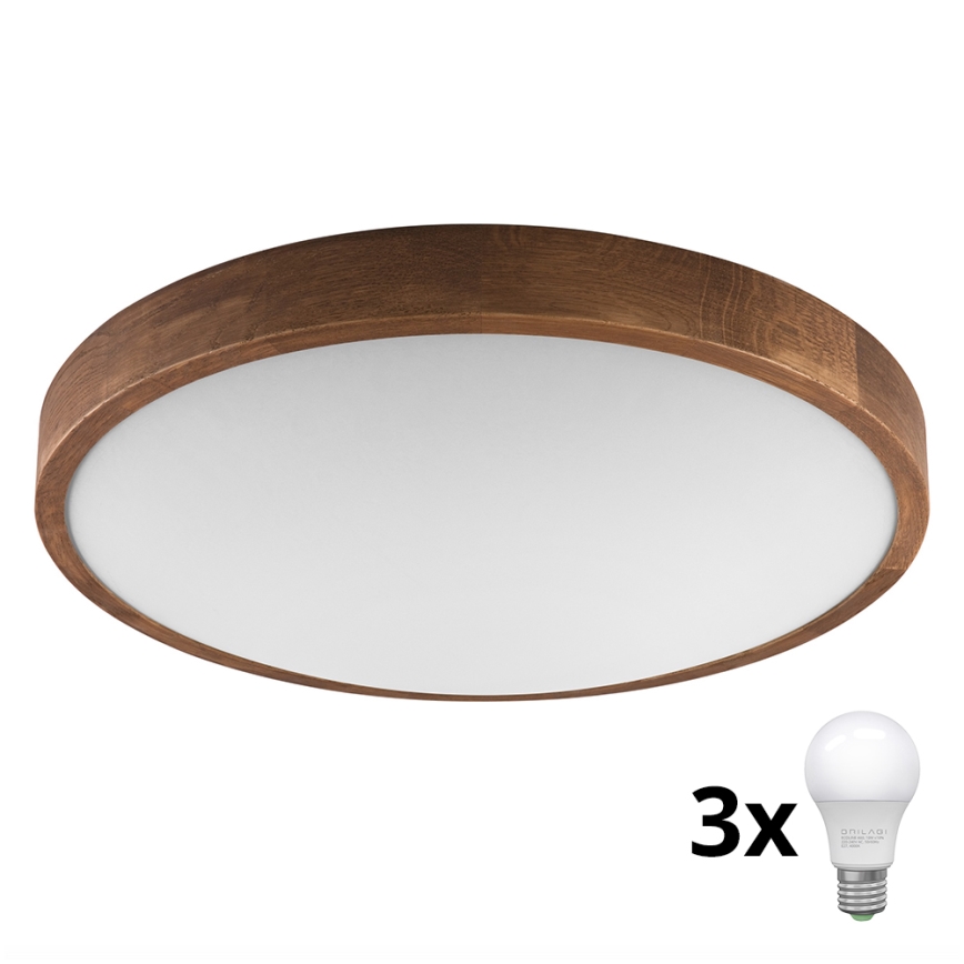 Brilagi - LED Plafon CARVALHO SLIM 3xE27/60W/230V dąb wiśnia śr. 47 cm