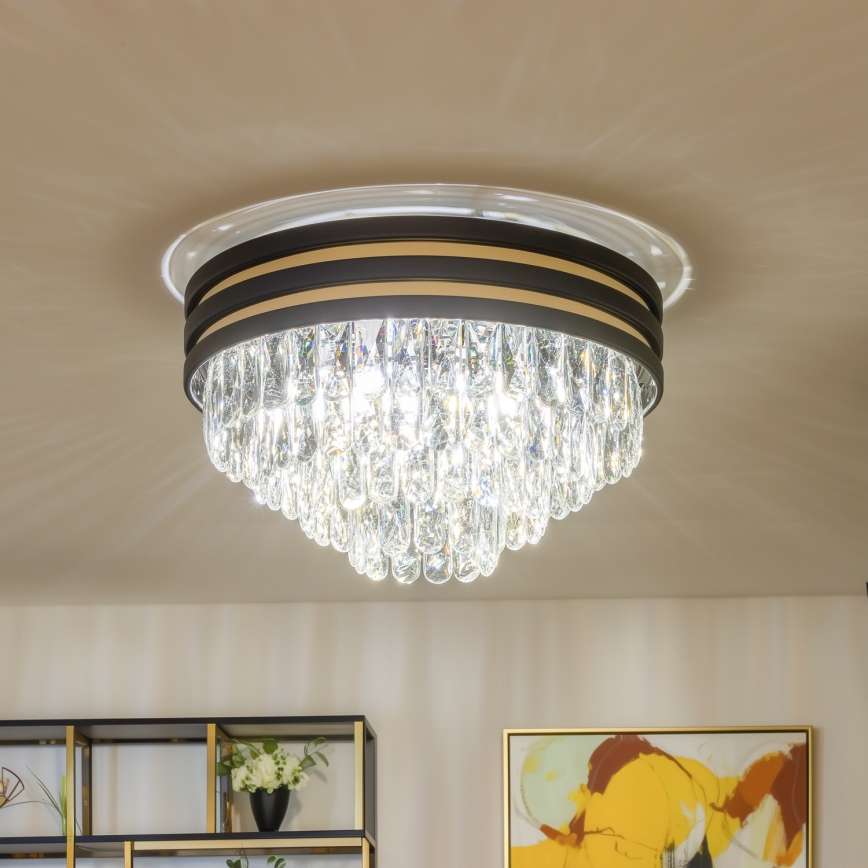 Brilagi - LED Plafon kryształowy VELURE 5xE14/40W/230V czarny