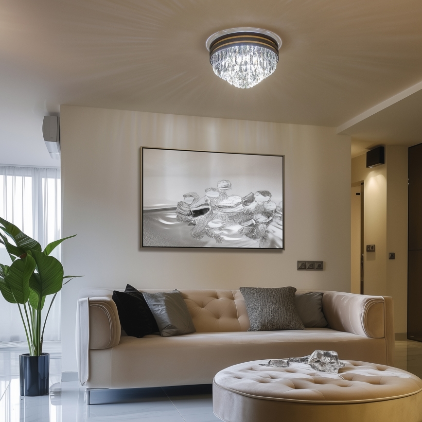 Brilagi - LED Plafon kryształowy VELURE 5xE14/40W/230V czarny