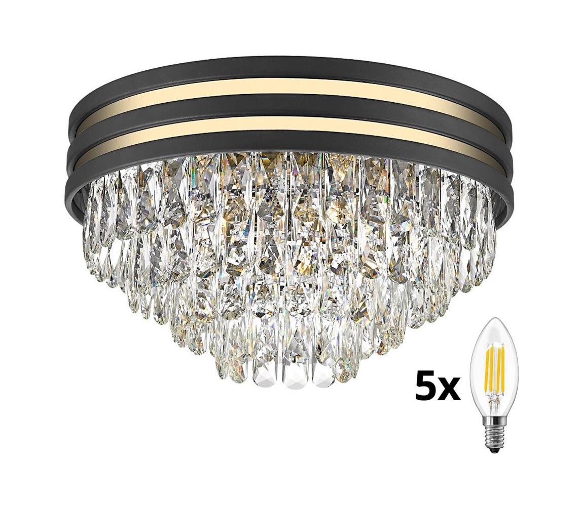 Brilagi - LED Plafon kryształowy VELURE 5xE14/40W/230V czarny