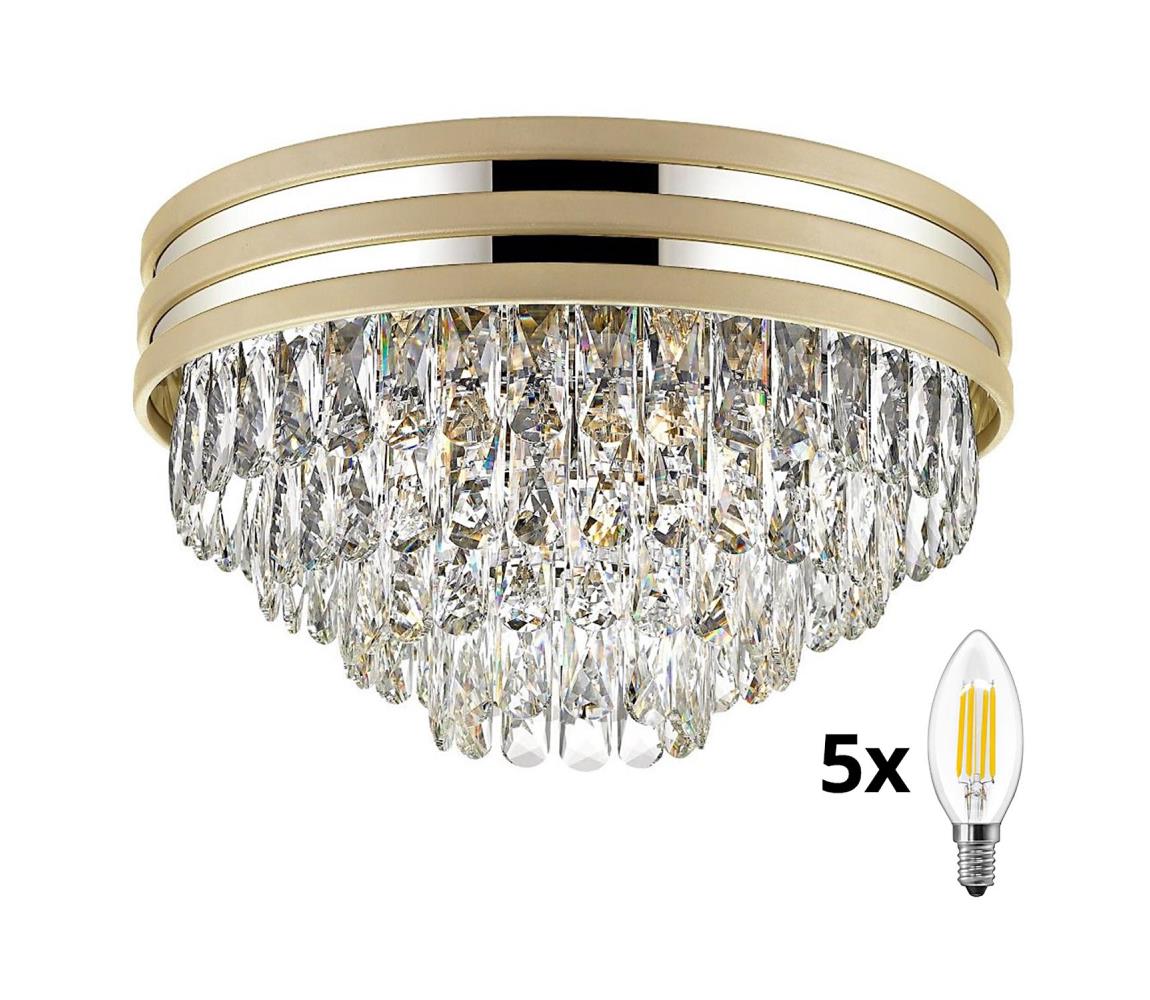 Brilagi - LED Plafon kryształowy VELURE 5xE14/40W/230V złoty