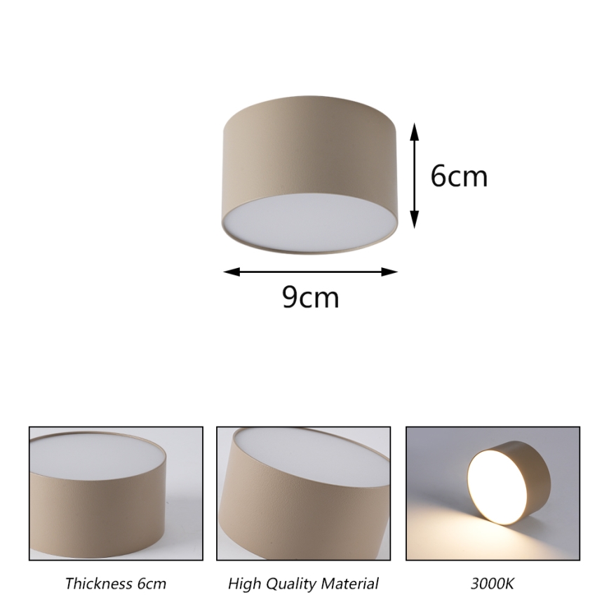 Brilagi - LED Oprawa sufitowa łazienkowa FORIS LED/9W/230V śr. 9 cm beżowa IP44 CRI 90