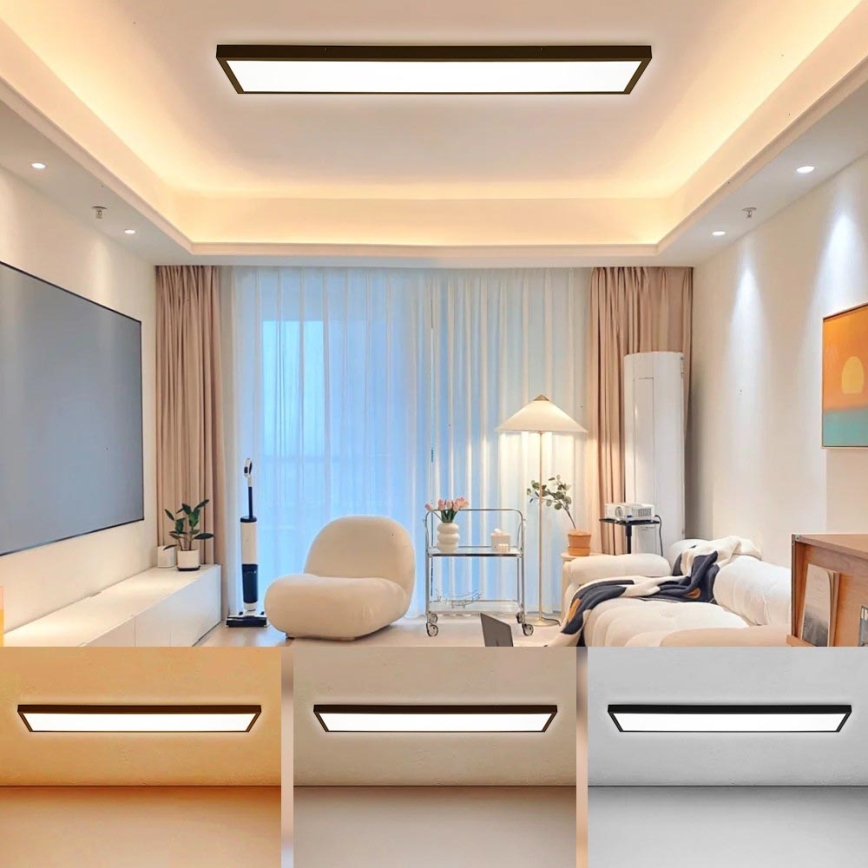 Brilagi - LED Plafon łazienkowy FRAME LED/50W/230V 30x120 cm 3000/4000/6000K IP44 czarny