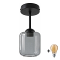BRILAGI - LED Plafon natynkowy RETRO GLASS 1xE27/60W/230V śr. 14 cm czarny/przydymiony szary