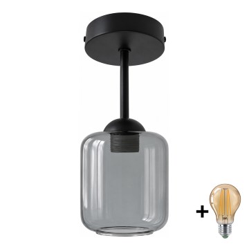 BRILAGI - LED Plafon natynkowy RETRO GLASS 1xE27/60W/230V śr. 14 cm czarny/przydymiony szary